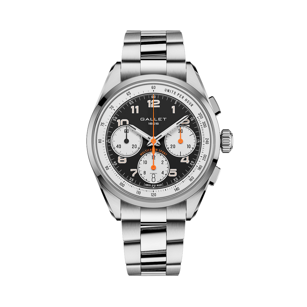 Gallet Multichron Sport chronograph watch on steel bracelet