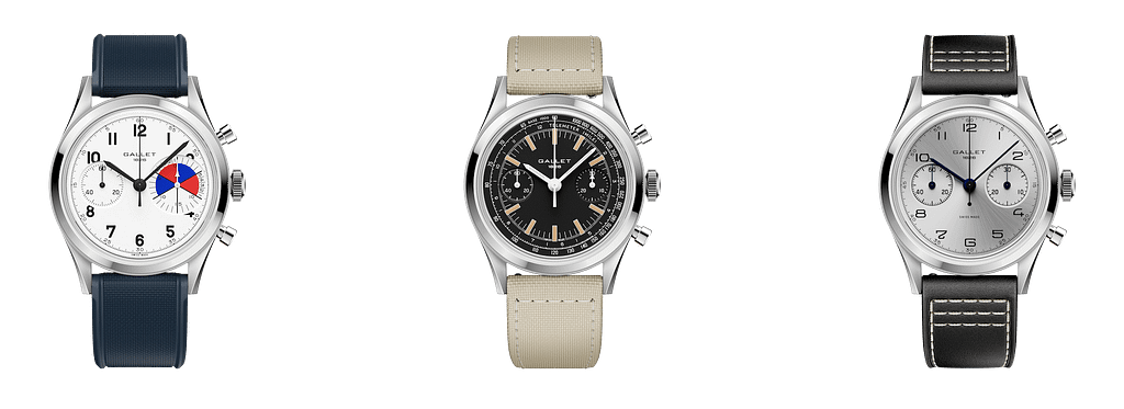 Three new Gallet Classic watches: the Tribute to Multichron Yachting Big Eye, Tribute to Multichron 45 and the Tribute to Silverlight.