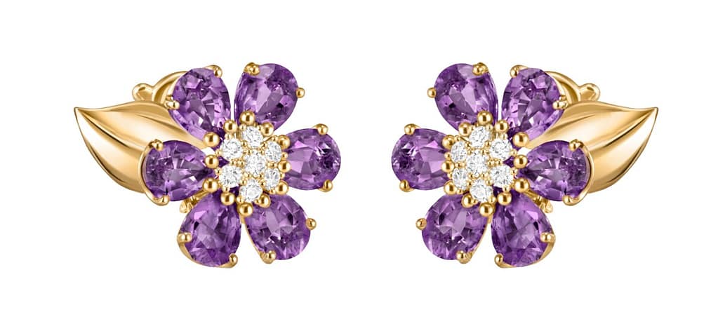 Van Cleef & Arpels amethyst floral earrings from the Hawaii collection