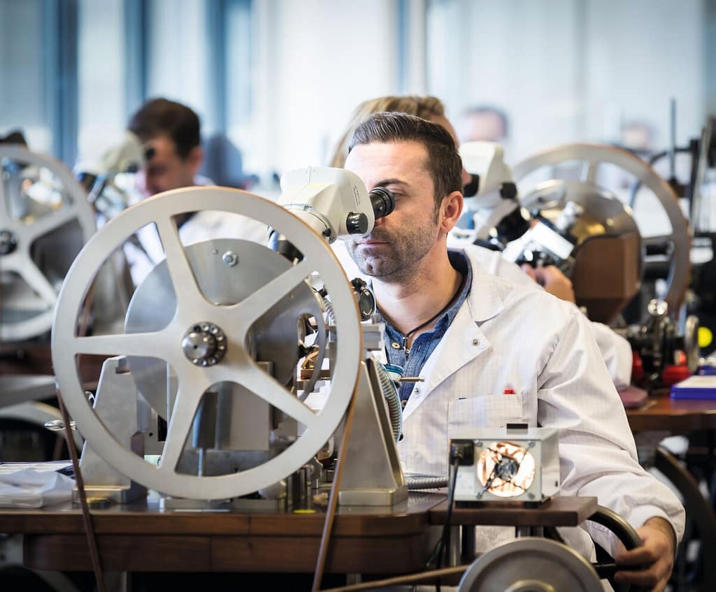 A Breguet guillochage engraver at work in the brand's workshop