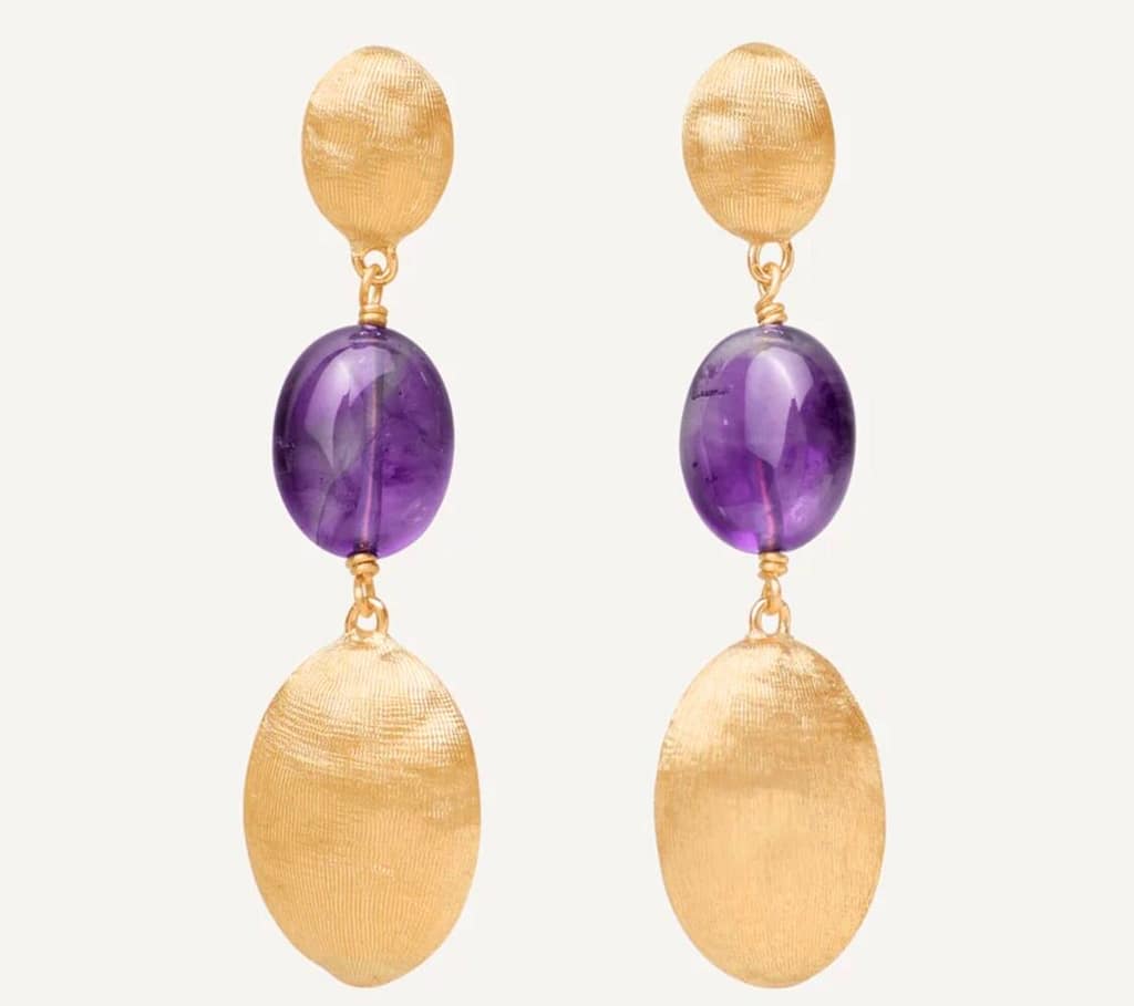 Marco Bicego Siviglia brushed gold and amethyst drop earrings