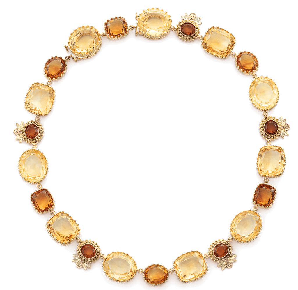 Mellerio gold vintage style short necklace set with citrines.