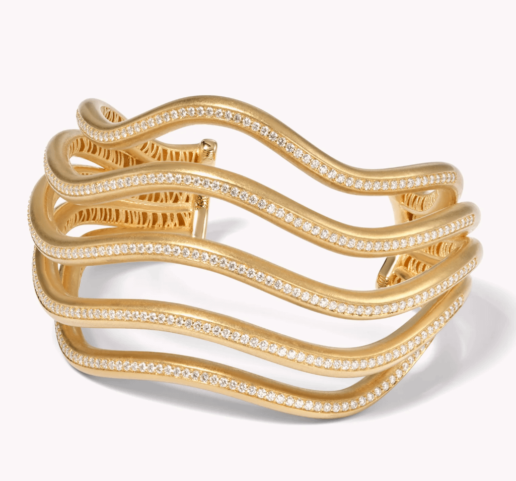 Jamie Turner Gold Sierra Wave Cuff Bracelet with Diamonds
