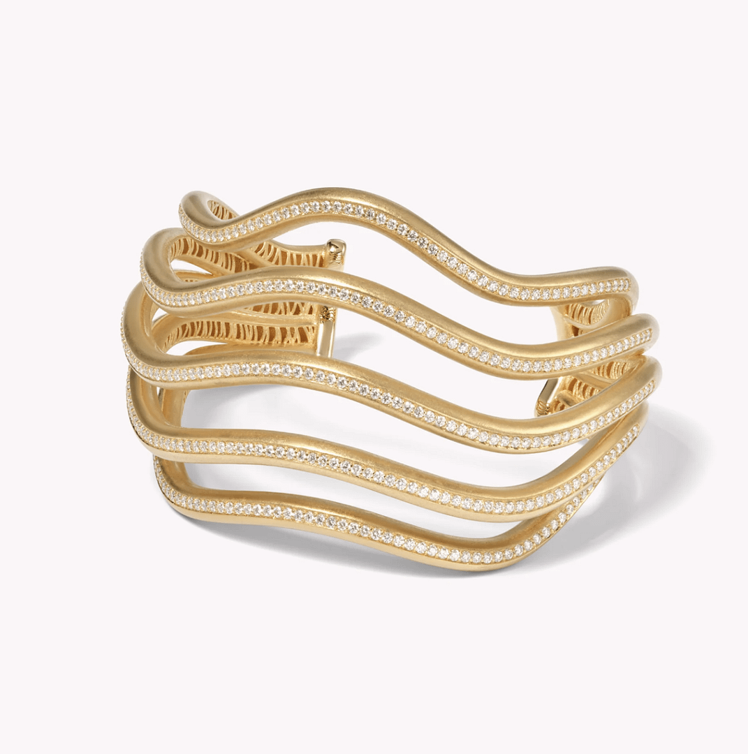 Jamie Turner Wave shaped Sierra cuff in gold and diamonds