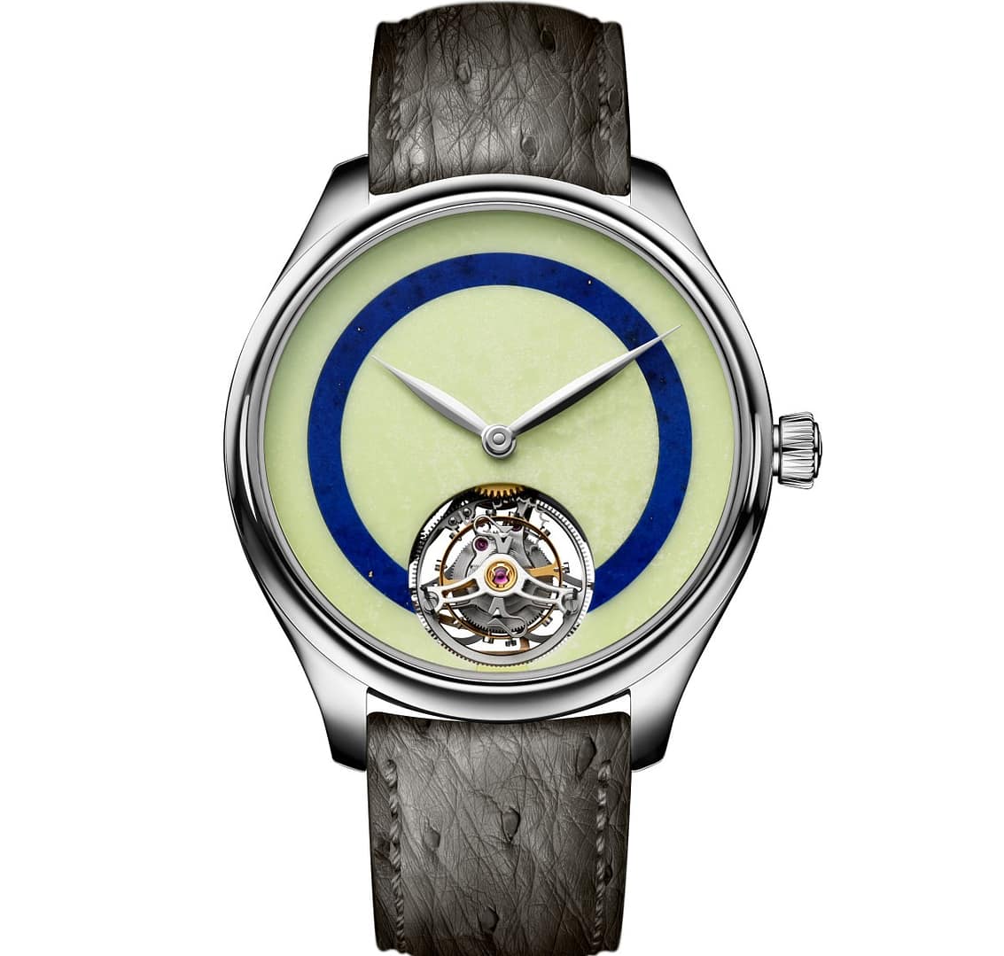 H. Moser Endeavour Pop collection lemon chrysoprase and lapis lazuli tourbillon watch