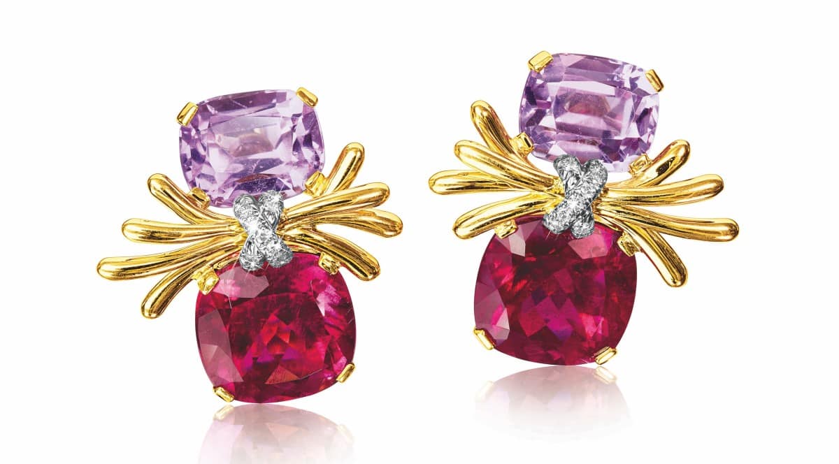 Verdura Rubellite and Kunzite Doubles earrings