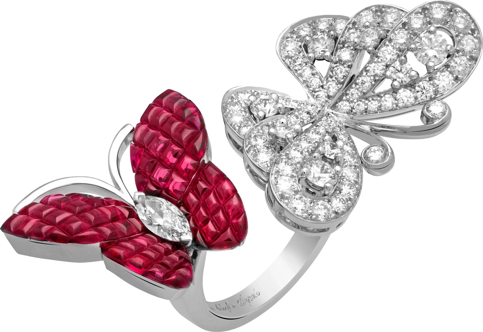 Van Cleef & Arpels Double Butterfly Ruby and Diamond ring