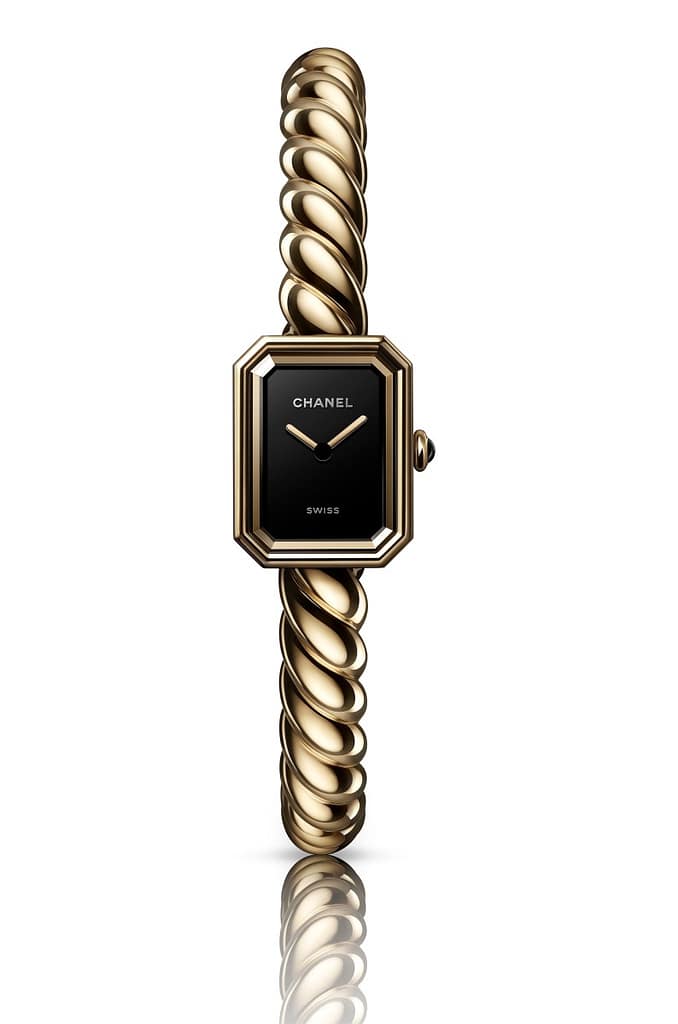 Chanel Première Galon gold bracelet watch with black dial