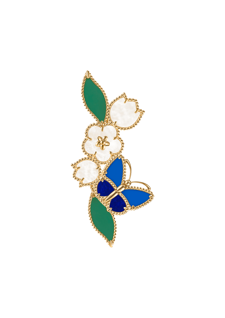 Van Cleef & Arpels Lucky Spring gold, lapis lazuli, mother-of-pearl and agate clip brooch