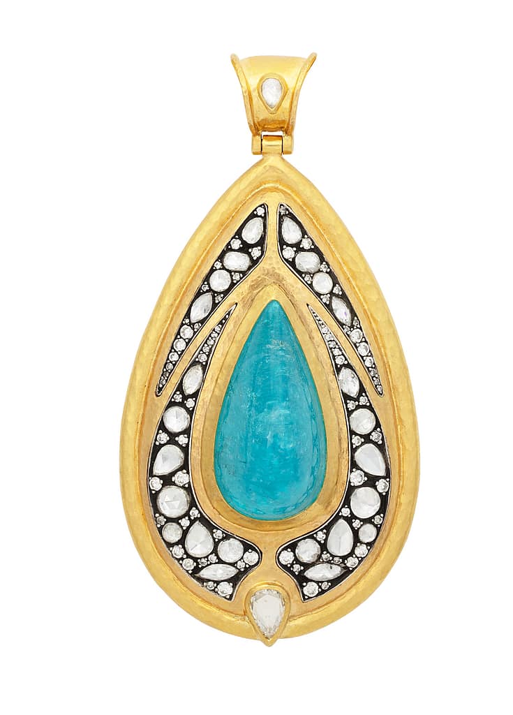 Gurhan gold, diamond and paraiba tourmaline pendant necklace.