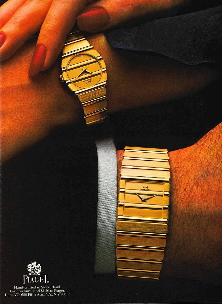 His and Hers Piaget Polo watches 1980s advertisement