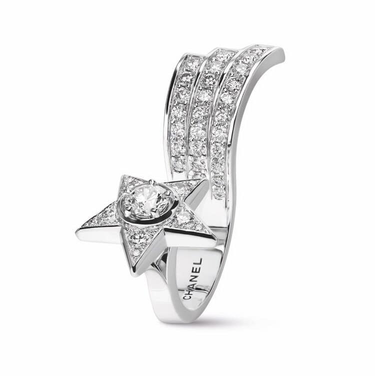 Chanel diamond ring in the shape of a comet and a star.