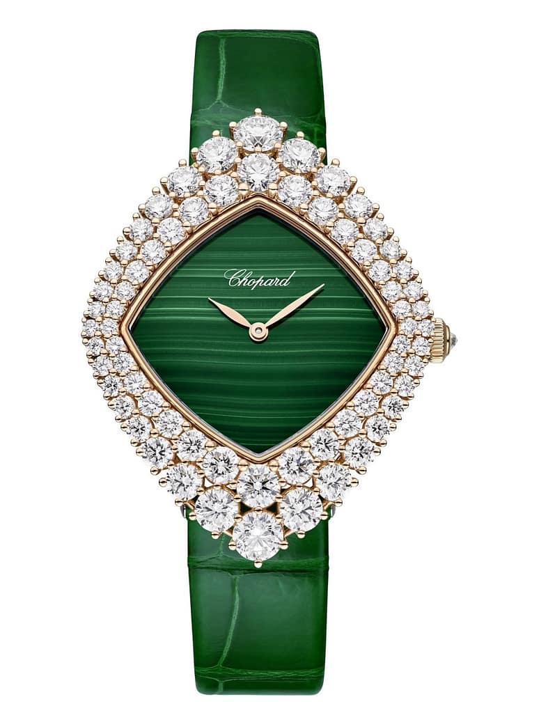 Chopard Heuer du Diamont watch with malachite dial and diamond bezel