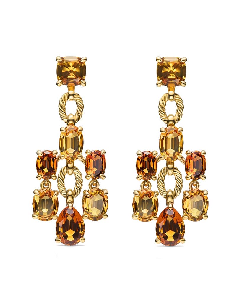 David Yurman gold and citrine chandelier earrings. 