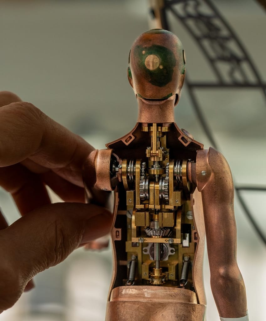 A photo of the Vacheron Constantin La Quête du Temps clock's automaton construction.
