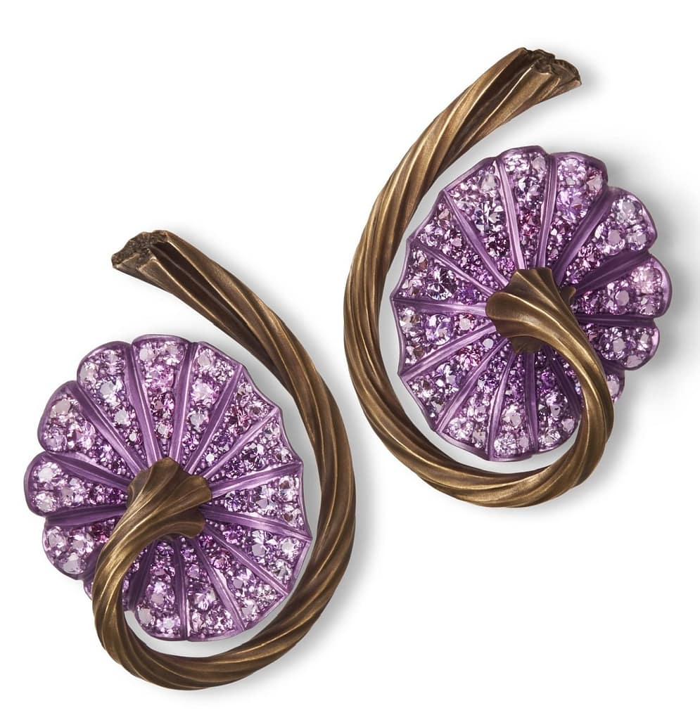 Hemmerle earrings made of sapphires, aluminum, bronze and white gold